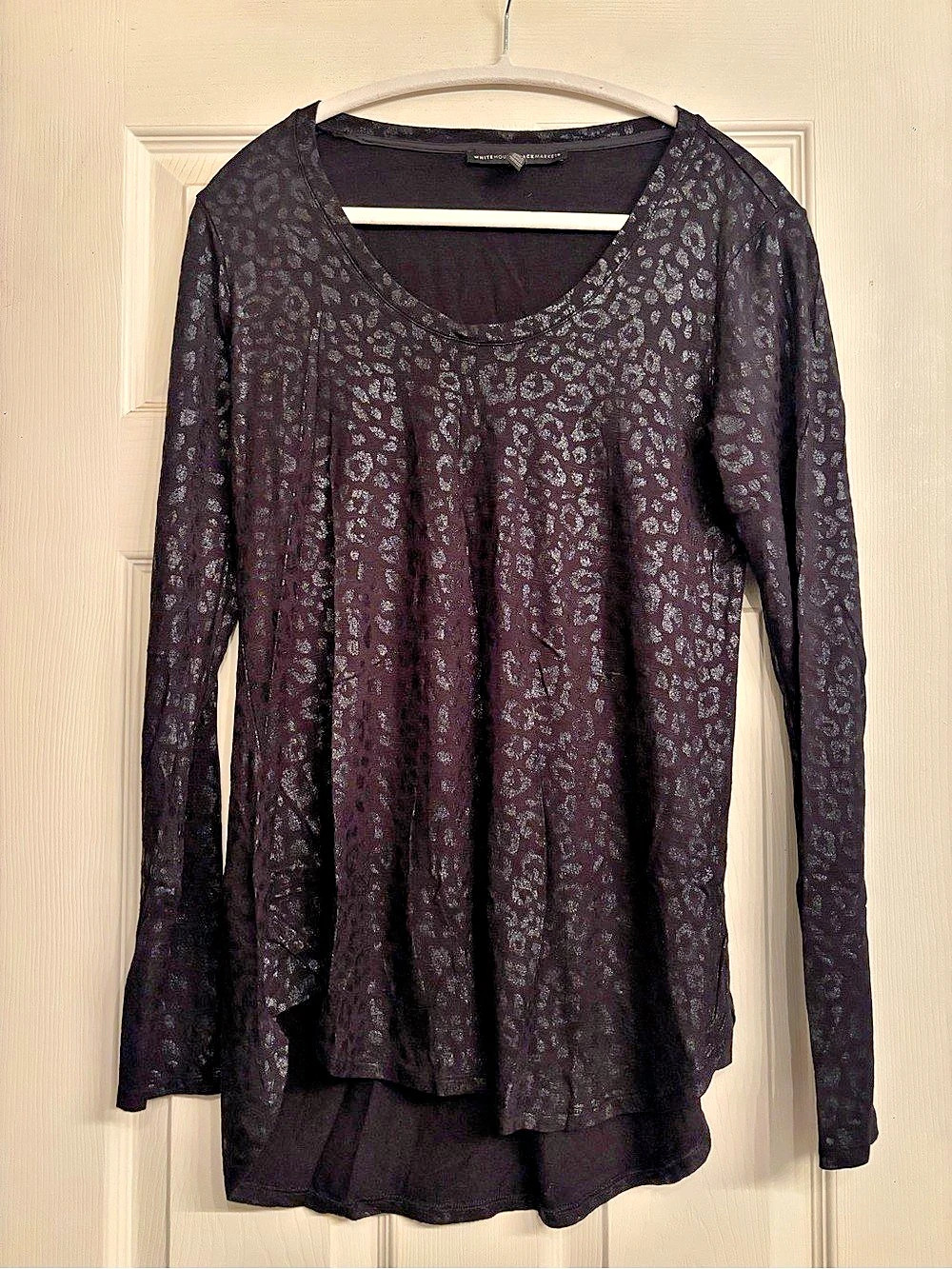White House Black Market Leopard Print Long Sleeve Tunic Size Small